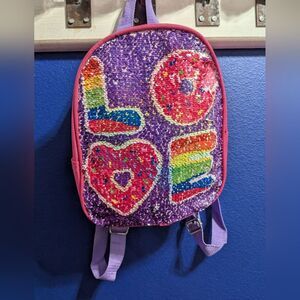 🌈5/25 Flip Sequin Kids Backpack LOVE & Donut